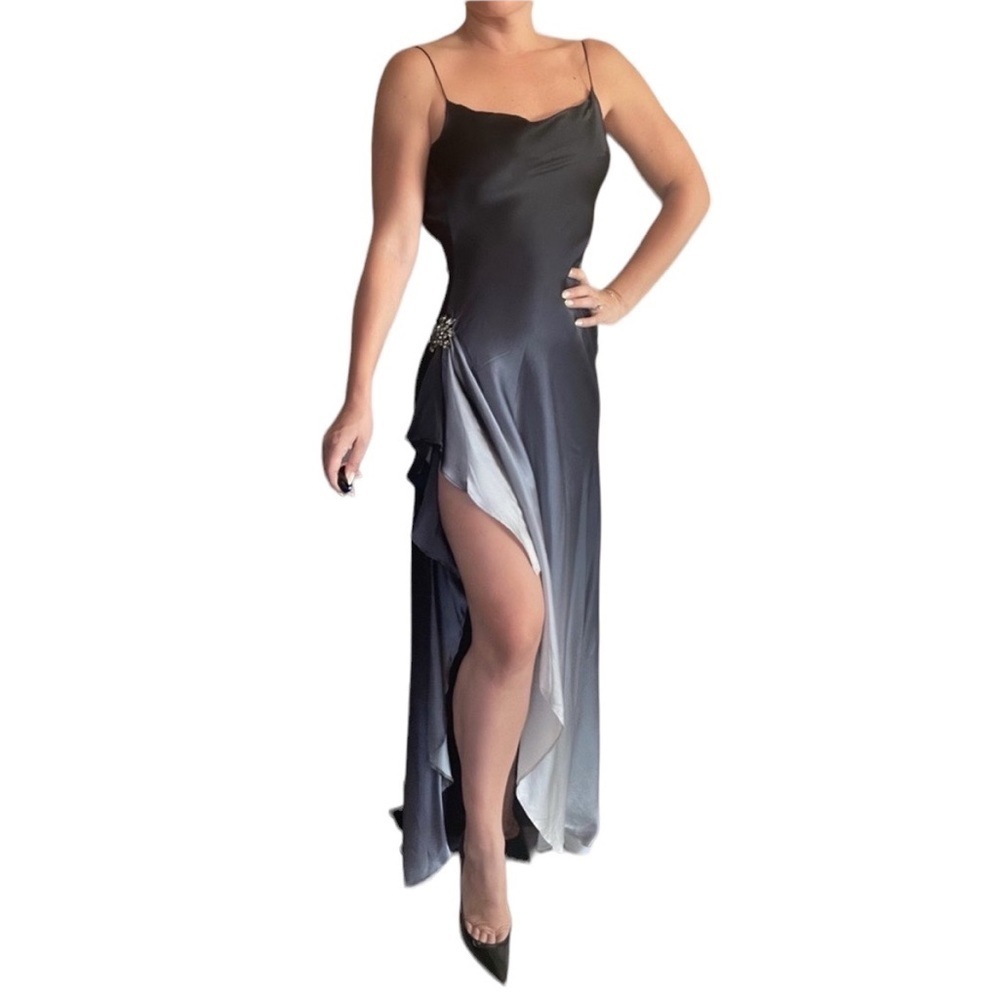 Juan Carlos Pinera Silk Dress with High Slit